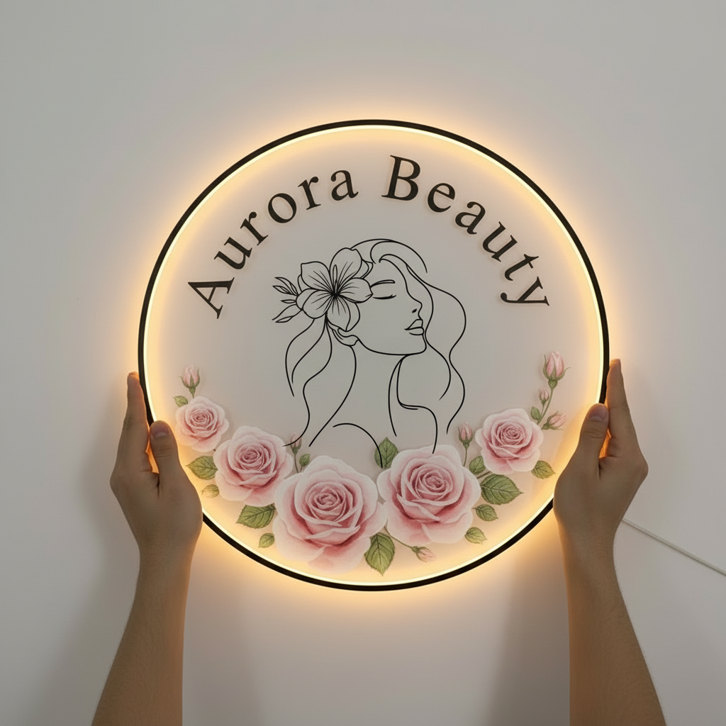 Enseigne lumineuse personnalisée en acrylique avec logo LED rétroéclairé