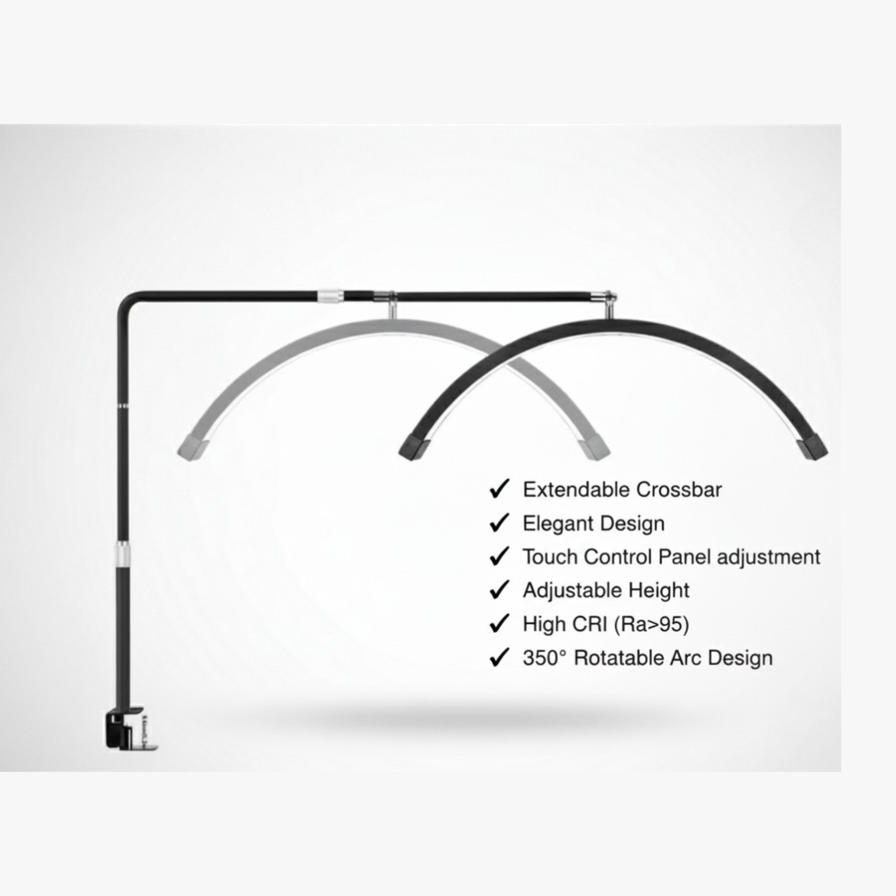 Lampe à ongles Half Moon Beauty Desk 25 pouces - Fixation par pince,  Extensible