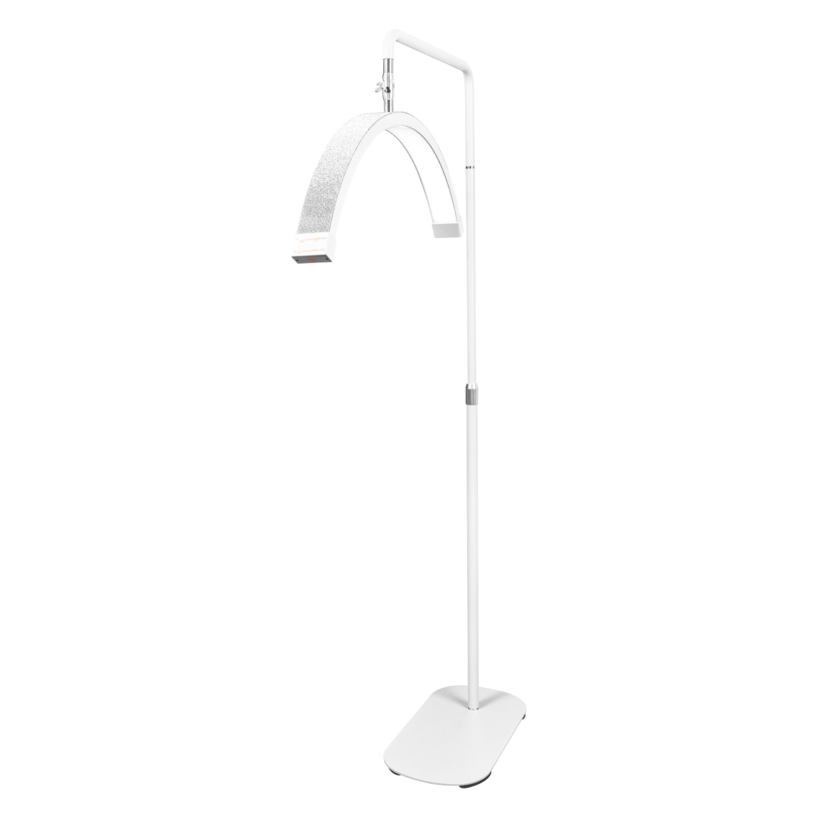 Une lampe de maquillage rose sur pied à angle réglable, présentée dans différentes positions pour mettre en valeur sa polyvalence et son design.