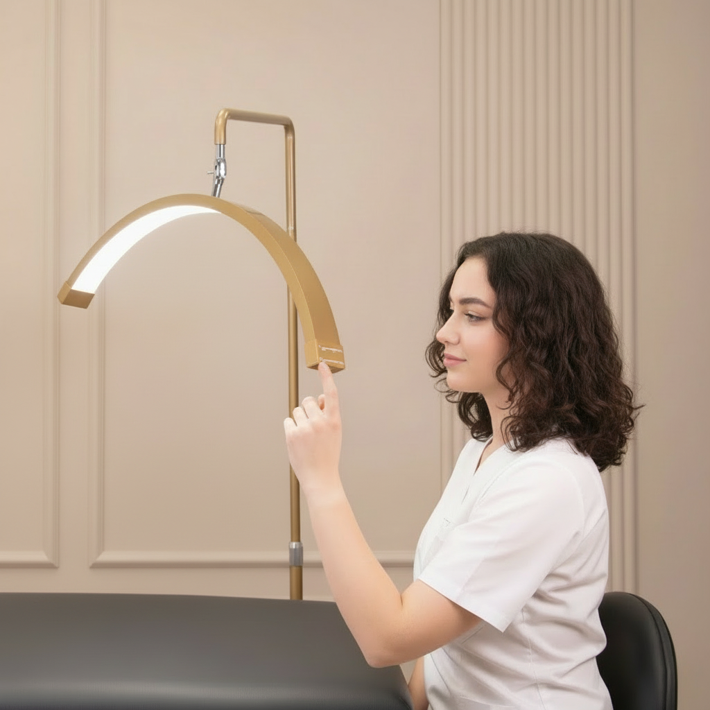 Lampe demi-lune multi-angles - Éclairage LED professionnel pour la beauté 28 pouces | RJ Moon Pro X