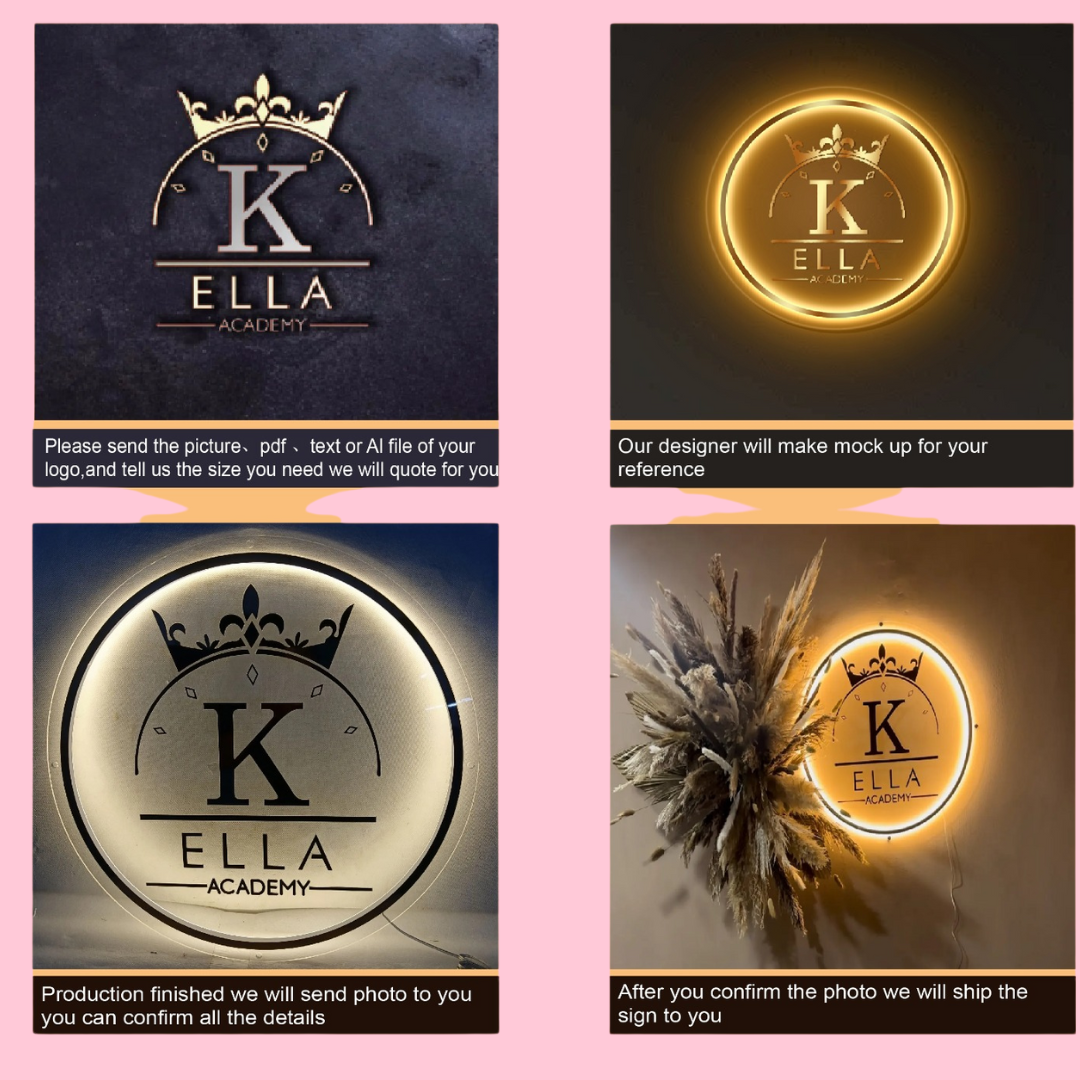 Enseigne lumineuse personnalisée en acrylique avec logo LED rétroéclairé