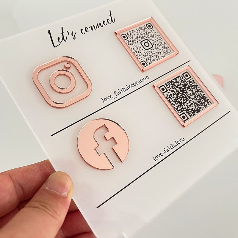 Enseigne personnalisée pour les réseaux sociaux - Version avec double icône et code QR